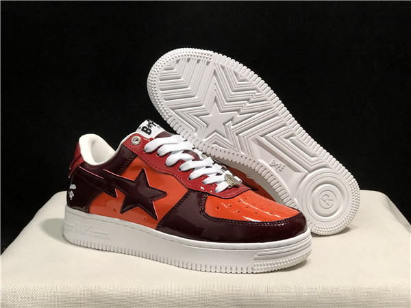 Women's Bape Sta Low Top Leather Orange/Brown Shoes 005